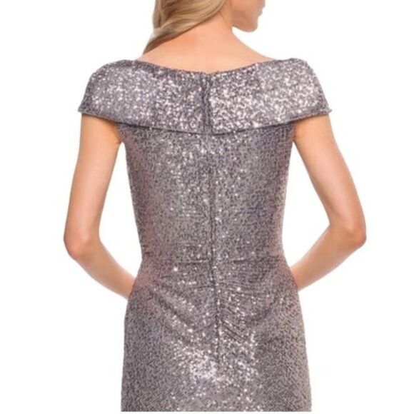 New La Femme Sequin Faux Wrap Cocktail Dress Size 10 - Picture 8 of 11